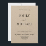 Convite para casamento Rustic Kraft Moderno Minima<br><div class="desc">Convocação para Casamento Russo-Minimalista Russo Kraft Moderno. Personalize todo texto e cores neste convite de casamento simples e moderno.</div>