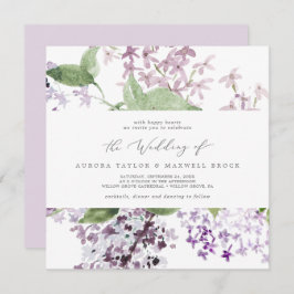 Convite para Casamento Rustic Lilac Square
