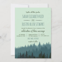 Convite para casamento Rustic Mountain em verde az