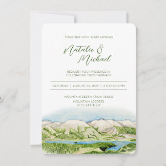Convite para Casamento Rustic Mountain Watercolor