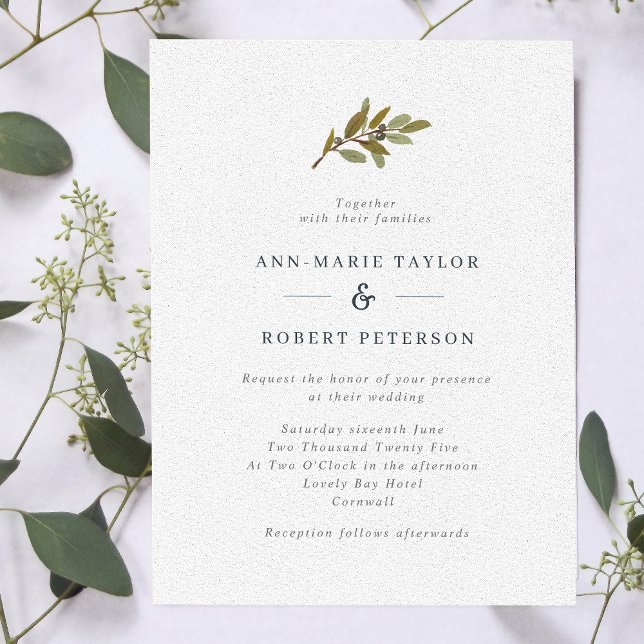 Convite para Casamento Rustic Olive Branch (Criador carregado)