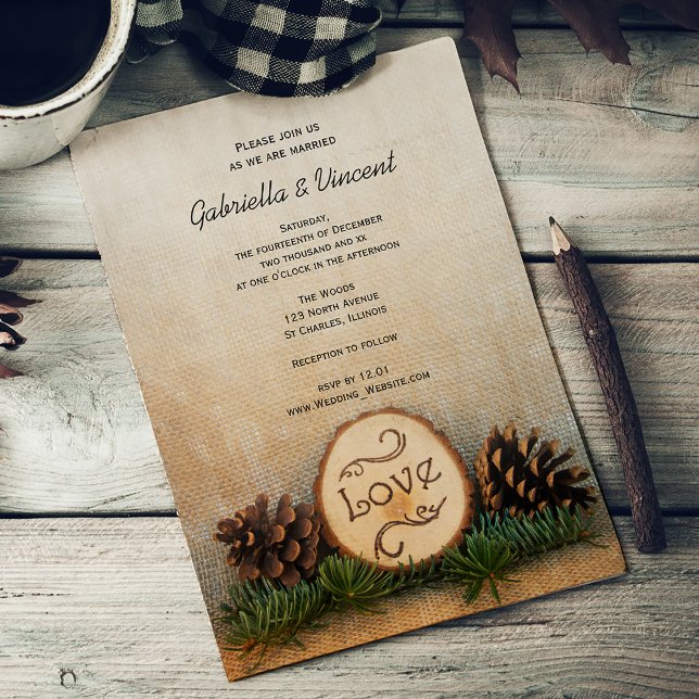 Convite Para Casamento Rustic Pines Woodland (Criador carregado)