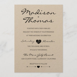 Convite para casamento Rustic Romantic Suite