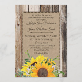 Convite para Casamento Rustic Sunflower