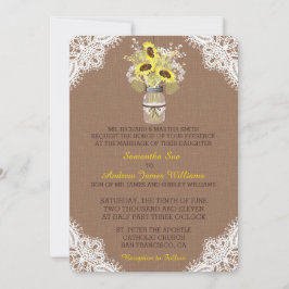 Convite para Casamento Rustic Sunflower Mason Jar