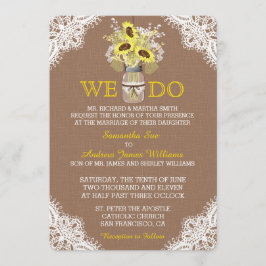 Convite para Casamento Rustic Sunflower Mason Jar