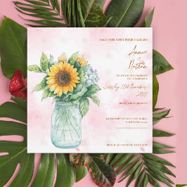 Convite para Casamento Rustic Sunflower Mason Jar