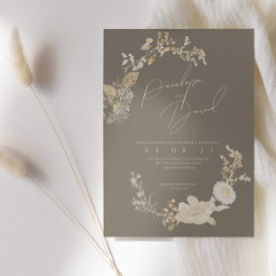 Convite para Casamento Rustic Taupe & Kraft Boho