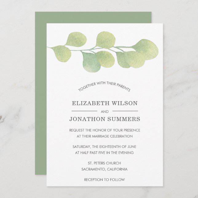 Convite para Casamento Rustic Watercolor (Frente/Verso)