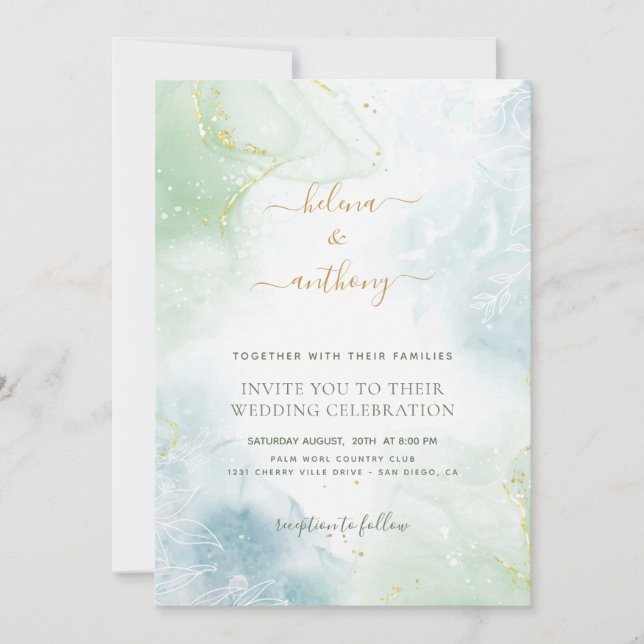 Convite para Casamento Rustic Watercolor Elegante (Frente)