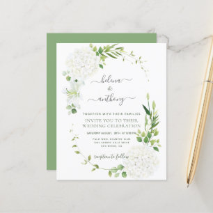 Convite para Casamento Rustic White Hydrangea Conv
