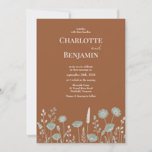 Convite para Casamento Rustic Wildflower Orange Bu