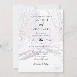 Convite para Casamento Rustic Winter Snowy Canyon