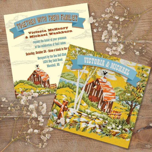 Convite Para Casamento Rustic Woodland Barn (Criador carregado)