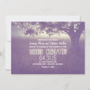 convite para casamento rústico da árvore de luzes