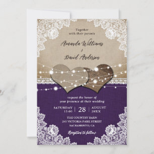 Convite Para Casamento Rústico De Casamento Roxo