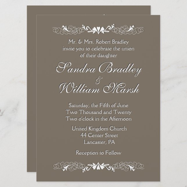 Convite para Casamento Sandstone (Frente/Verso)