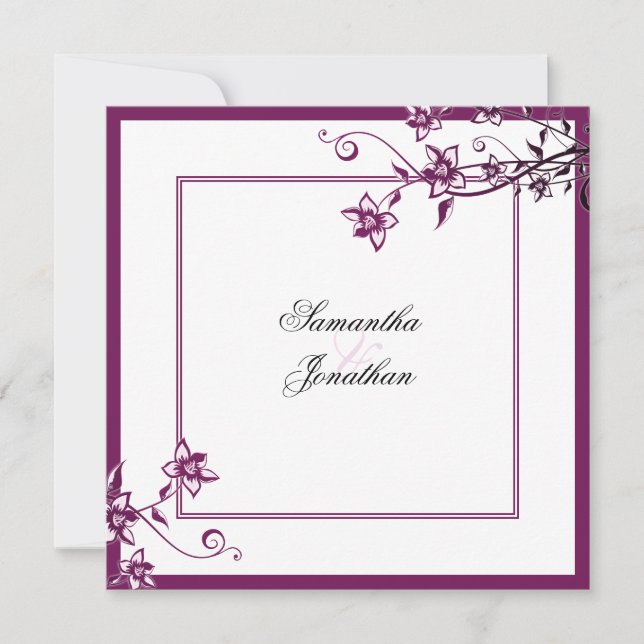 Convite para Casamento Sangria & White Elegant Flo (Frente)
