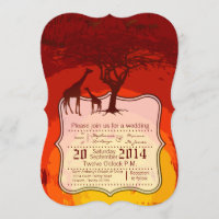Convite para casamento selvagem Safari Giraffe afr