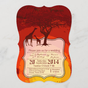Convite para casamento selvagem Safari Giraffe afr