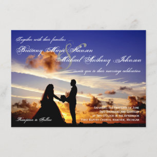 Convite para Casamento Silhouette de Casal Sunset