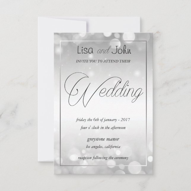 Convite para Casamento Silver Elegante (Frente)