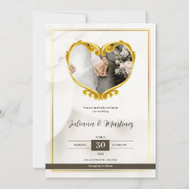 Convite para Casamento Simples Branco e Preto