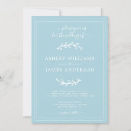 Convite para Casamento Simples de Brilho Azul Eleg