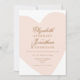 Convite para Casamento Simples de Caligrafia Rosa