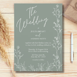 Convite para casamento simples de saga verde