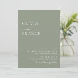 convite para casamento simples do sábio verde