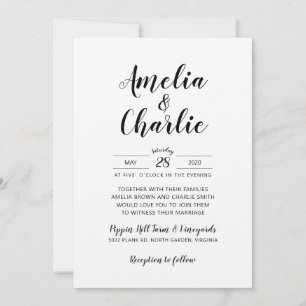 Convite para Casamento Simples e Minimalista Russo