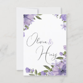 Convite para Casamento Simples e Púrpura e Branco