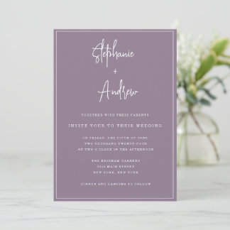 Convite para Casamento Simples Mauve Modern