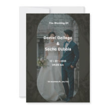 Convite para Casamento Simples Preto e Marrom