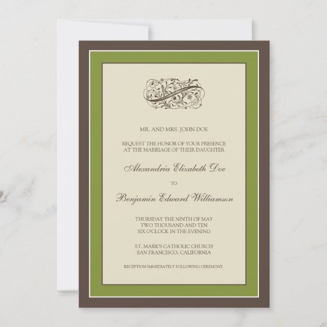 Convite para Casamento Simplesmente Elegante (azei (Frente)