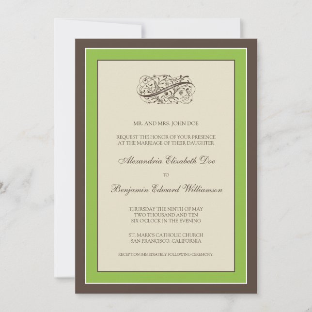 Convite para Casamento Simplesmente Elegante (maçã (Frente)