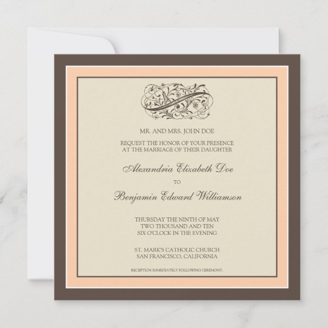 Convite para Casamento Simplesmente Elegante (pêss (Frente)