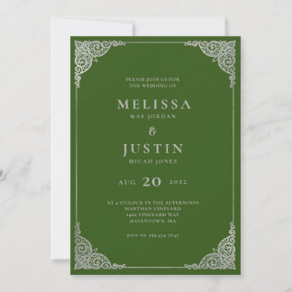 Convite para Casamento Simplístico Moderno Verde
