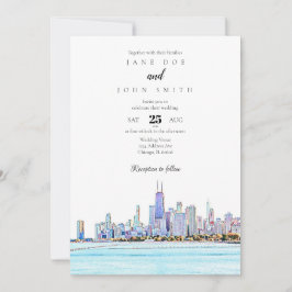 Convite para Casamento Skyline em Chicago
