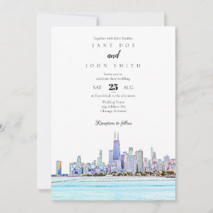 Convite para Casamento Skyline em Chicago