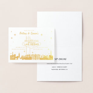 Convite para Casamento Skyline Gold Foil Las Vegas