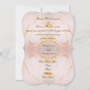 Convite para Casamento Suave Rosa e Dourado