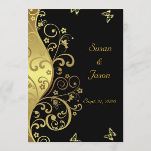 Convite para casamento — Sujeiras Douradas e preto