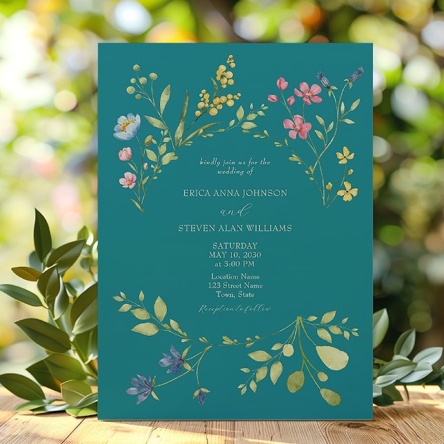 Convite para Casamento Teal de primavera (Criador carregado)