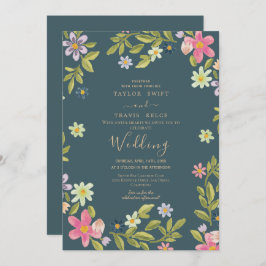 Convite para Casamento Teal Magnolia