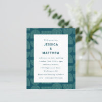 Convite para Casamento Teal Moderno de Meio século