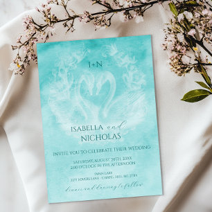 Convite para Casamento Teal Swan com Monograma