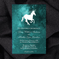 Convite para Casamento Teal Unicorn
