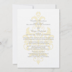 Convite para Casamento tema damasco Amarelo